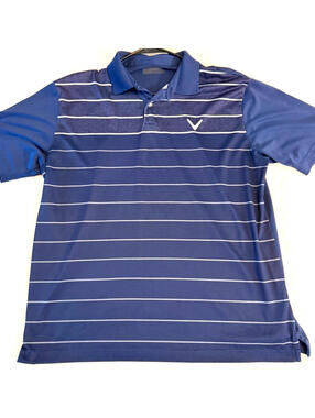 Callaway Golf Striped Polo Shirt Blue Performance Mens XL